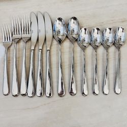 Stainless China TT Round Tip Heavy Weight Flatware Set 12pc