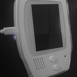 Custom Modded Game Boy Advance – All White | Backlit Screen | USB-C Rechargeable