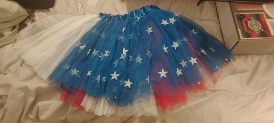 Patriotic Tutu Skirt with Silver Stars