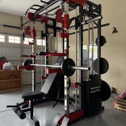 Smith Machine 200 | Adjustable Bench | 245lb Cast Iron Olympic Weights | 7ft Olympic Bar | Fitness | Gym Equipment | FREE DELIVERY/INSTALLATION 🚚 🛠️