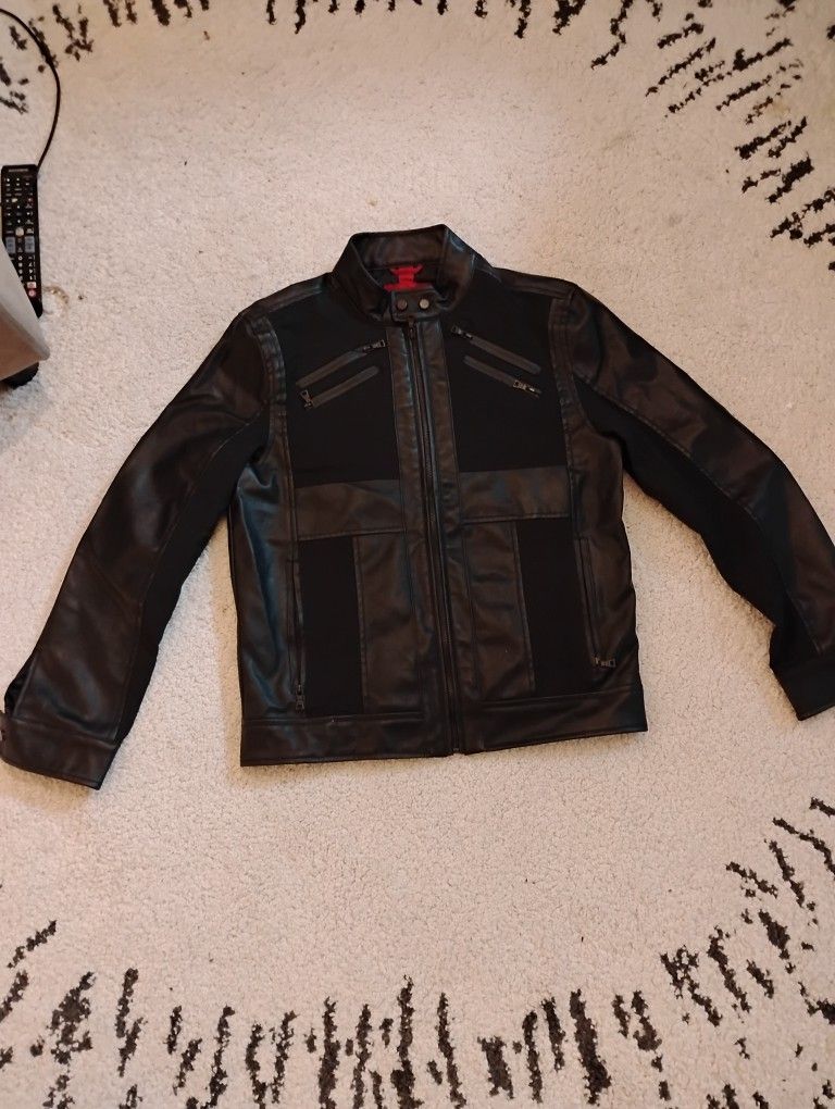 Alfani Fitted Leather Outer Shell Jackets for Men, Small