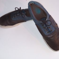 Vans TC6D Unisex Leather and Canvas Sneakers Brown /Blue Men's 10.5 Women's 12