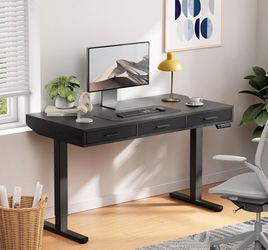47’’ Electric Standing Desk with Drawers, C-Clamp Mount Compatible, 47 x 24 Inch Height Adjustable S