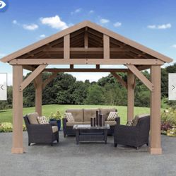 Yardistry 14' x 12' Cedar Gazebo with Aluminum Roof, Brand New