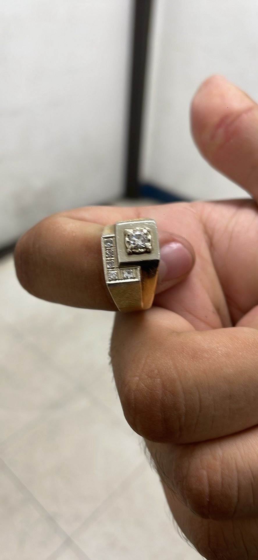 14k Big Gold And White Gold Diamond Ring