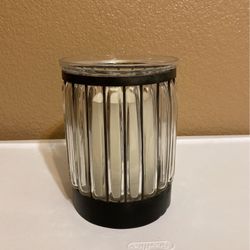 Glass And Metal Candle Holder (with Large Battery Operated Candle)