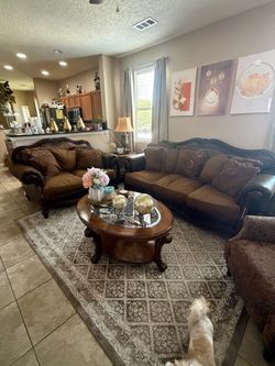 Traditional Brown Sofa and Loveseat Set