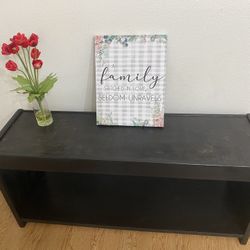 Modern Black Solid Wooden Console Table Entry Table with distressed like with brownish black top