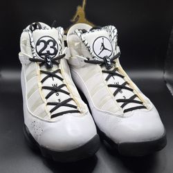 JORDAN 6 RINGS PREMIER MOTORSPORT WHITE BLACK HIGH TOP SNEAKER -LEATHER- LACE U…