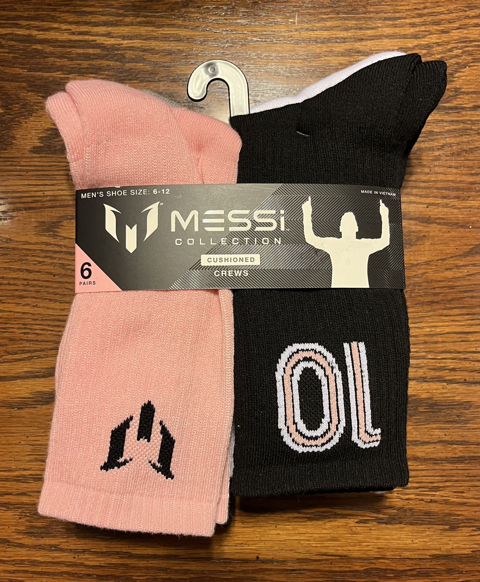 MLS Inter Miami CF Soccer Lionel Messi Collection Cushioned Crew Socks - 6 Pairs