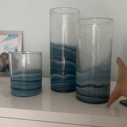 Set Of 3 Glass Vases 