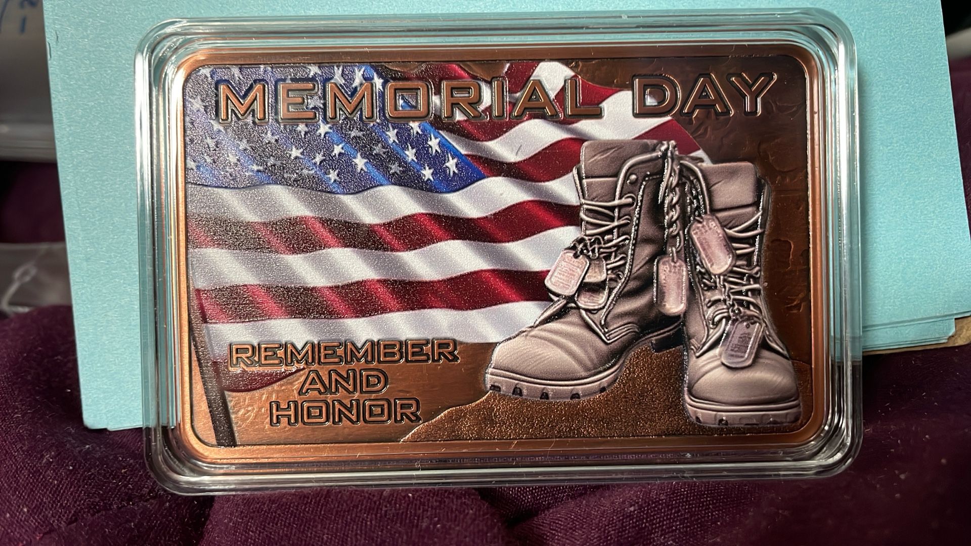 Five(5) Oz Pure Copper Memorial Day Remember And Honor