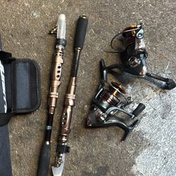 Travel fishing Gear 2 rods 2 reels