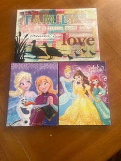 Disney Princess and Family Themed Canvas Wall Art Set