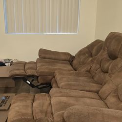 Reclining Ashley Furniture Couch Brown