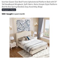 Upholstered Queen Bed Frame (beige )