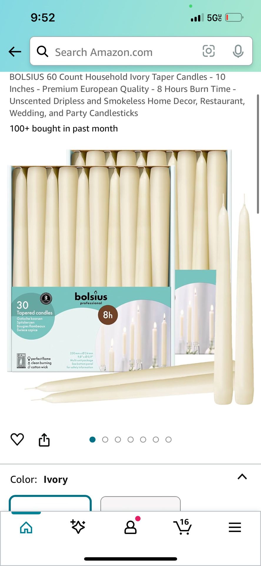 Taper Candles 60 Ivory 