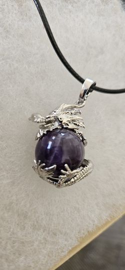 Amethyst Gemstone Dragon Necklace 