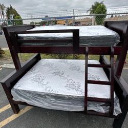 Full Twin Bunk Bed Frame With Mattresses 