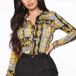 Beautiful Golden Womens Button Up