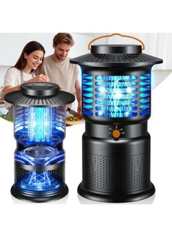 Bug Zapper Outdoor & Indoor Comfort, 2-in-1 Mosquito Zapper with Dual-Action Fan Suction, 8000mAh Long-Lasting Performance, Cordless Rechargeable Fly 