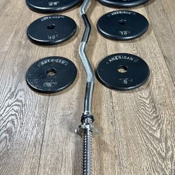 NEW Standard Curl Bar with Weight Plates 25s, 10s and 5s. (Total: 95 lbs)    