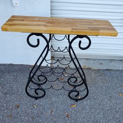 Butcher Block Top Wine Rack 