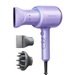Blow Dryer with Diffuser, Blown Away Ionic Hair Dryer for Curly Hair with Comb, 3 Attachments for All Hair Types, Purple