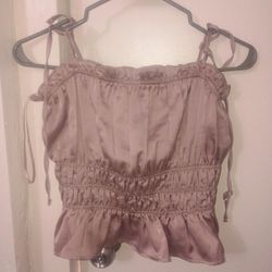 Trixxi Pleated Satin Peplum  Woman's Tank 