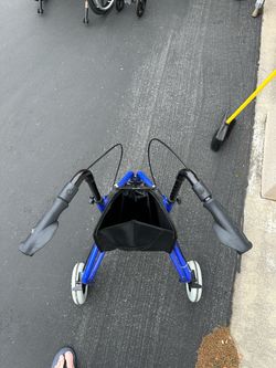 Blue Rollator Walker with Storage Bag