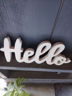 Wooden Hello sign