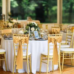 Gold Satin Chair Sashes Bows Universal Chair Ribbon Ties Back Sash for Wedding Party Reception Events Banquets Hotel Event Chair Cover Decoration 