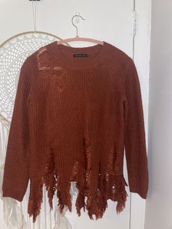 Woman’s Distressed Sweater-S Copper