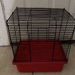 Hamster Wire Pet Cage with Red Plastic Base Small Animal/Bird Habitat 14x11x14”