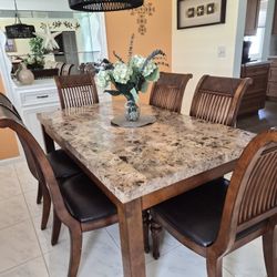Marble Top Dining Room Table And Side Bar