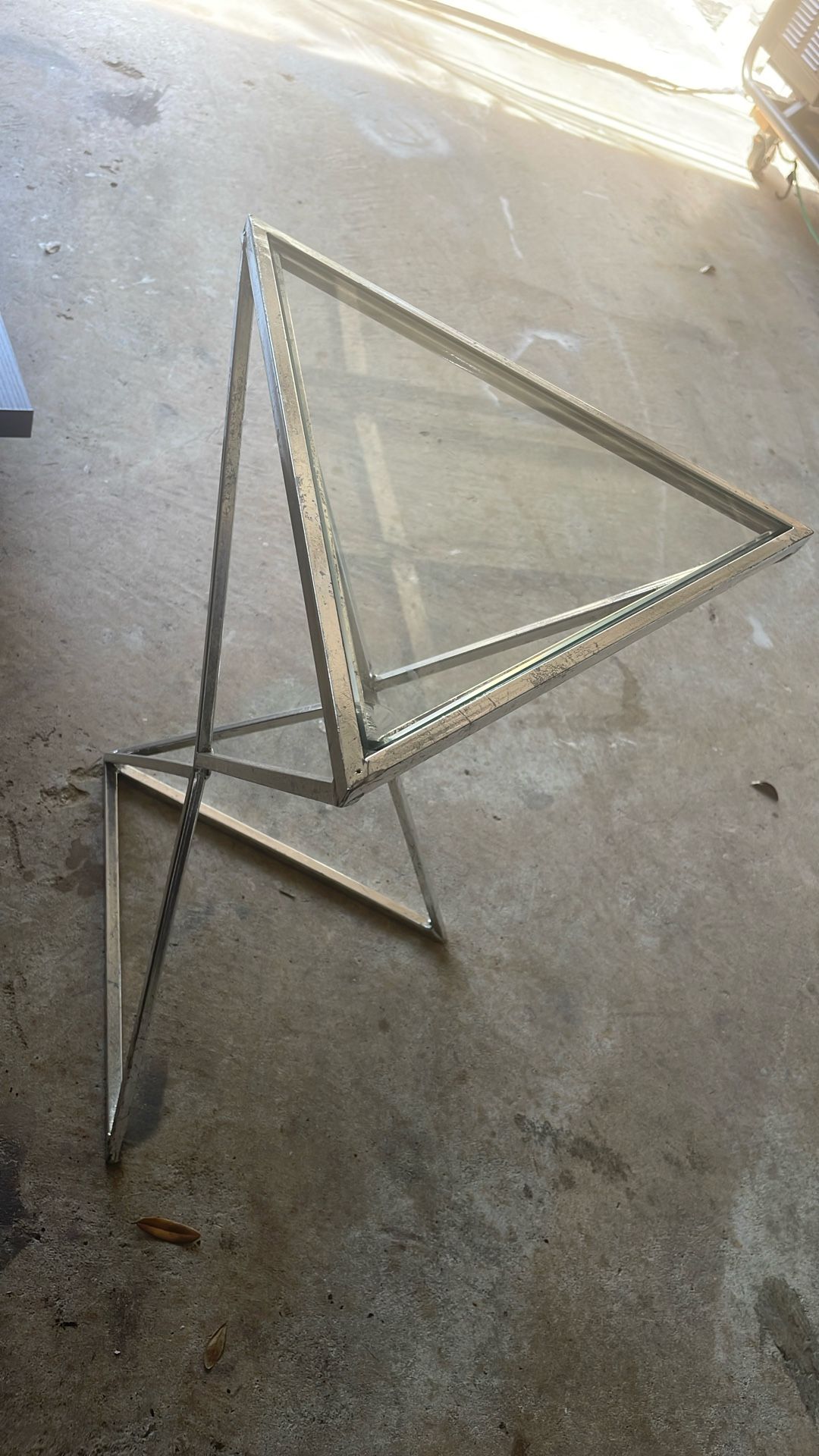 Triangle Corner Glass Table