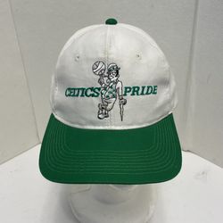 Vintage BOSTON CELTICS PRIDE SnapBack Hat Cap LUCKY NBA BASKETBALL - GREEN WHITE