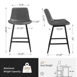 4X Gray 24” faux leather barstools