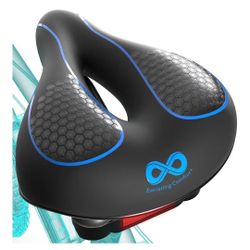 Bike Seat Cushion (10"x8") - Universal Fit for Mountain, Stationary, Cruiser Bikes - Easy Assembly - Comfortable Memory Foam Bike Saddle - Bike Seats 