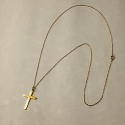 10 Karat Solid Yellow Gold Cross Necklace