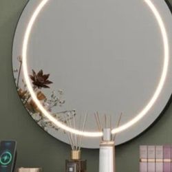 Modern lighted fog free bathroom mirror