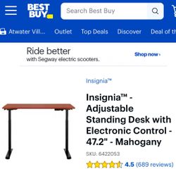 Insignia Adjustable Standing Desk with Electronic Control 47.2" Mahogany