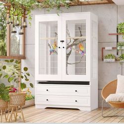❤️ Large Bird Parakeet Parrot Cockatiel Cage, Tall Big Bird Flight Cages with 2 Drawers, a Removable Tray 