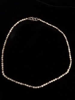 White Seed Pearl & Sterling Bead Necklace