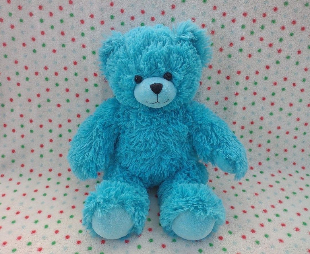 Build-A-Bear 17" Blue Turquoise Fluffy Stuffed Plush Teddy