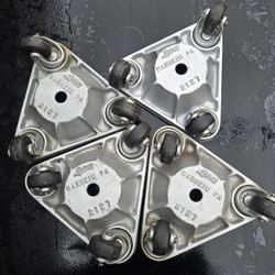 Bond 2127 Cast Triangular CUP DOLLY SET OF 4 Hard Wheels 375Lb Capacity USED