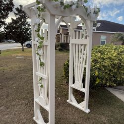 Handcrafted wooden white garden arch New 