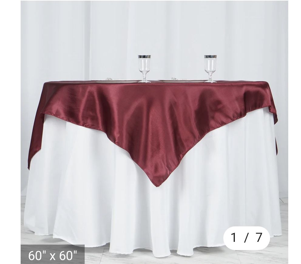 60 Inch Standard Satin Overlay (50) Burgundy 