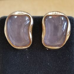 Earrings Gold Plated Sterling Silver Rose Quartz.