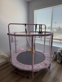 60" 6-in-1 Kids Trampoline, 5ft Mini Toddler Trampoline for Girls Boys